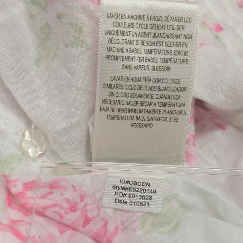Eileen West Nightgown Dress Women XS Floral Cotton Dobby Sleeveless Coquette